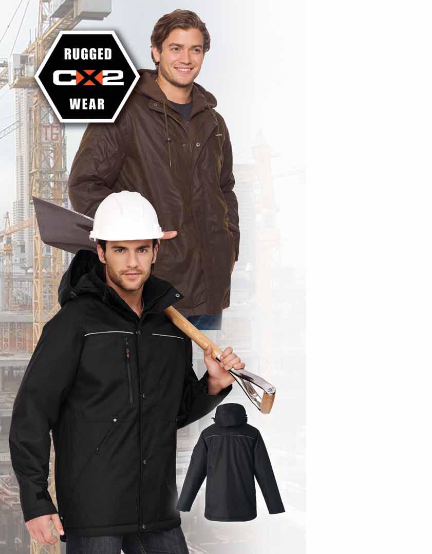 Oilskin Cotton Mid Length Jacket 100% cotton outer shell oilskin finish, lined with 100% polyester sherpa fleece in the body and 100% polyester padding in the sleeves.