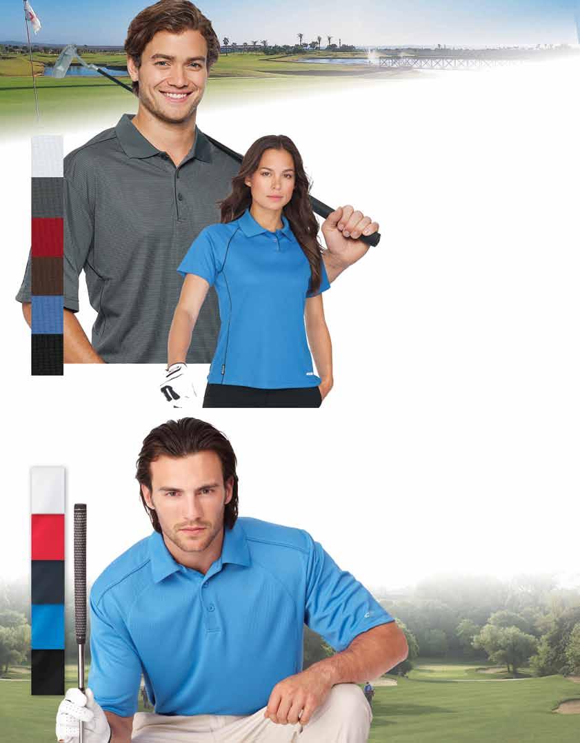Colours: White Titanium Cherry Mini Grid Polo 100% polyester mini grid pattern with wicking and antibacterial finishes to keep you cool and dry. Knit collar and hemmed self-fabric cuffs.