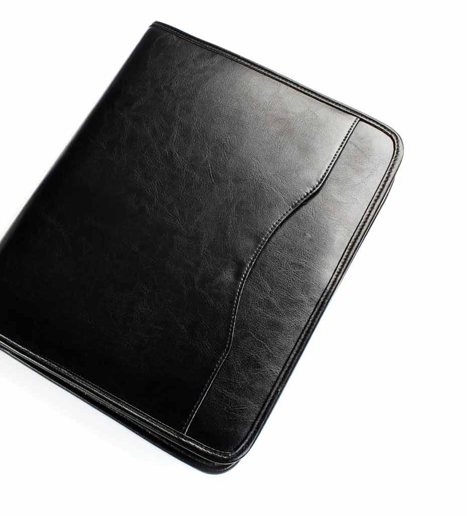 64 Danier 2014 large compact zip portfolio This elegant portfolio is perfect for meetings and travel / polished leather finish /
