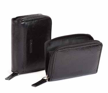 1. business card holder Polished leather / snap closure / ID window / holds business cards
