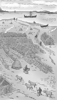 Settlements Some of the Viking camps grew into busy trading centers. And some of these centers grew into towns. Around A.D. 800, the Vikings settled the town of Dublin.