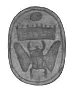 Scarab with the hieroglyphs for Menkheperre, with the scarab drawn with wings.