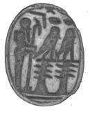 Scarab with the inscription 'The goddess Bastet is bountiful.' Steatite. Third Intermediate Period. 2 cm. Portland Art Museum 29.16.43a.