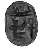 'monument' =m+n) Scarab with a cryptographic writing for Amon-Re. Steatite. New Kingdom-Third Intermediate Period. 1.9 cm.