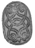 22c. Scarab with knot pattern, lotus blossom at each end. Steatite. Middle Kingdom. 1.