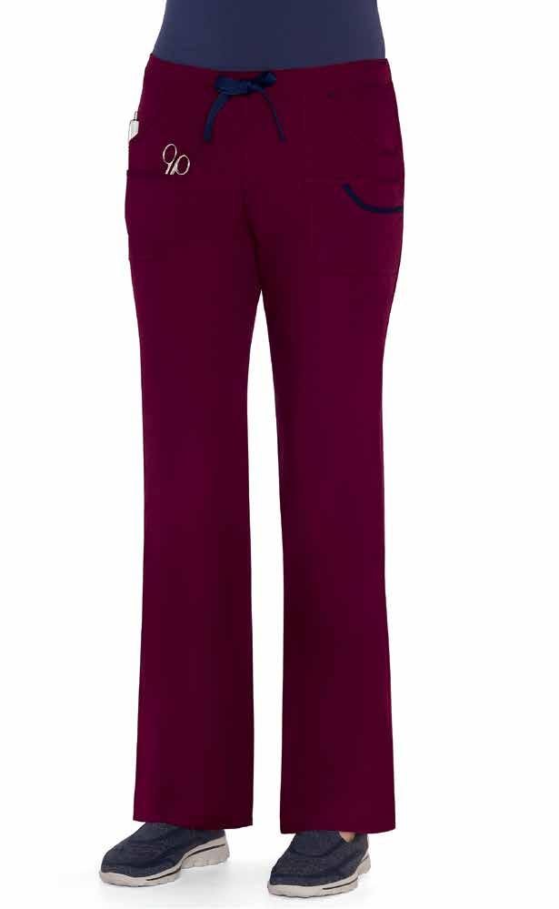 WHILE SUPPLIES LAST 14546 THE METRO PANT 19" Slight Flare Leg Opening Inseam: 31½", 29½" Petite, 33½" Tall Mid-Rise Full Drawstring, Back Elastic Waist 5 Stacked Contrast Bound Edge Pockets Side