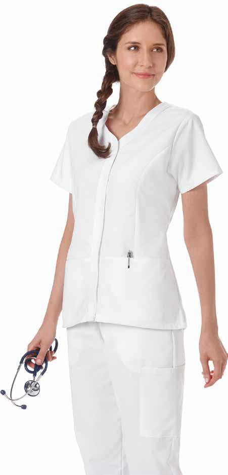 WHITE- 14568 COLLARED BUTTON FRONT TOP 26 Length 5 Color Matching Buttons 2 Roomy Pockets