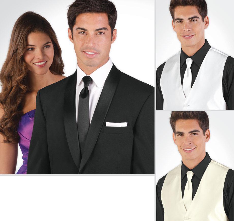 SKINNY TIES and Pocket Squares Instantly give your tuxedo a modern look with the Skinny Tie. Available in three colors, this tie can be worn with a variety of fullback vests.