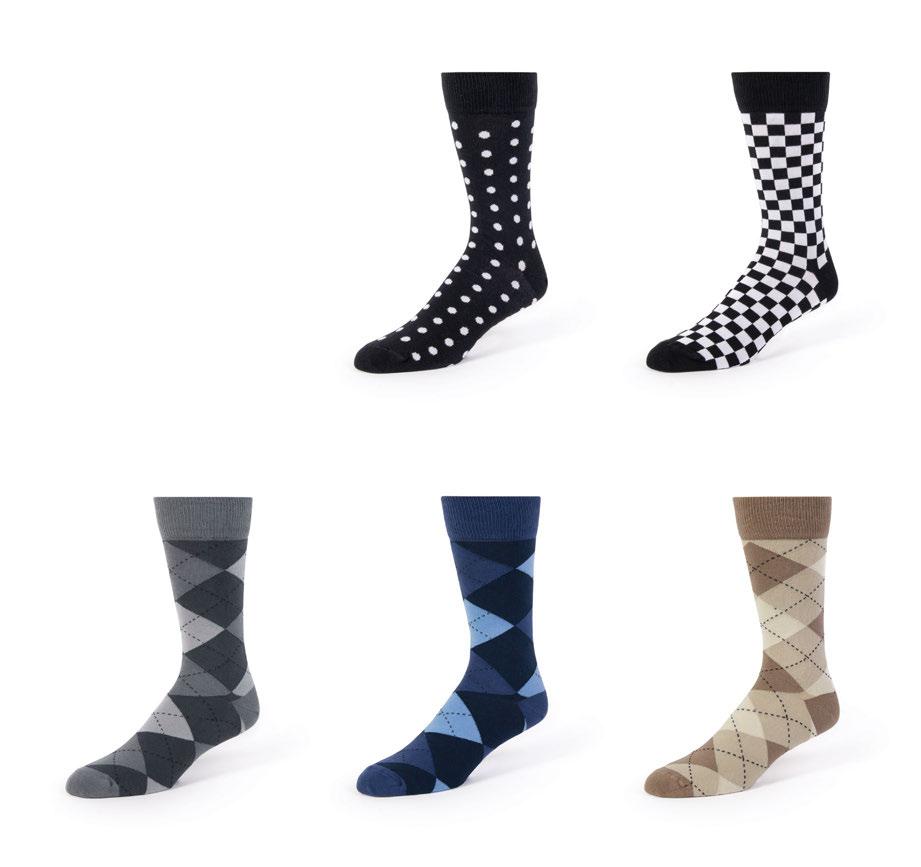 PATTERNED FORMAL SOCKS Patterned formal socks coordinate well with many colors of tuxedos and suits including black, grey, navy, slate blue and tan.