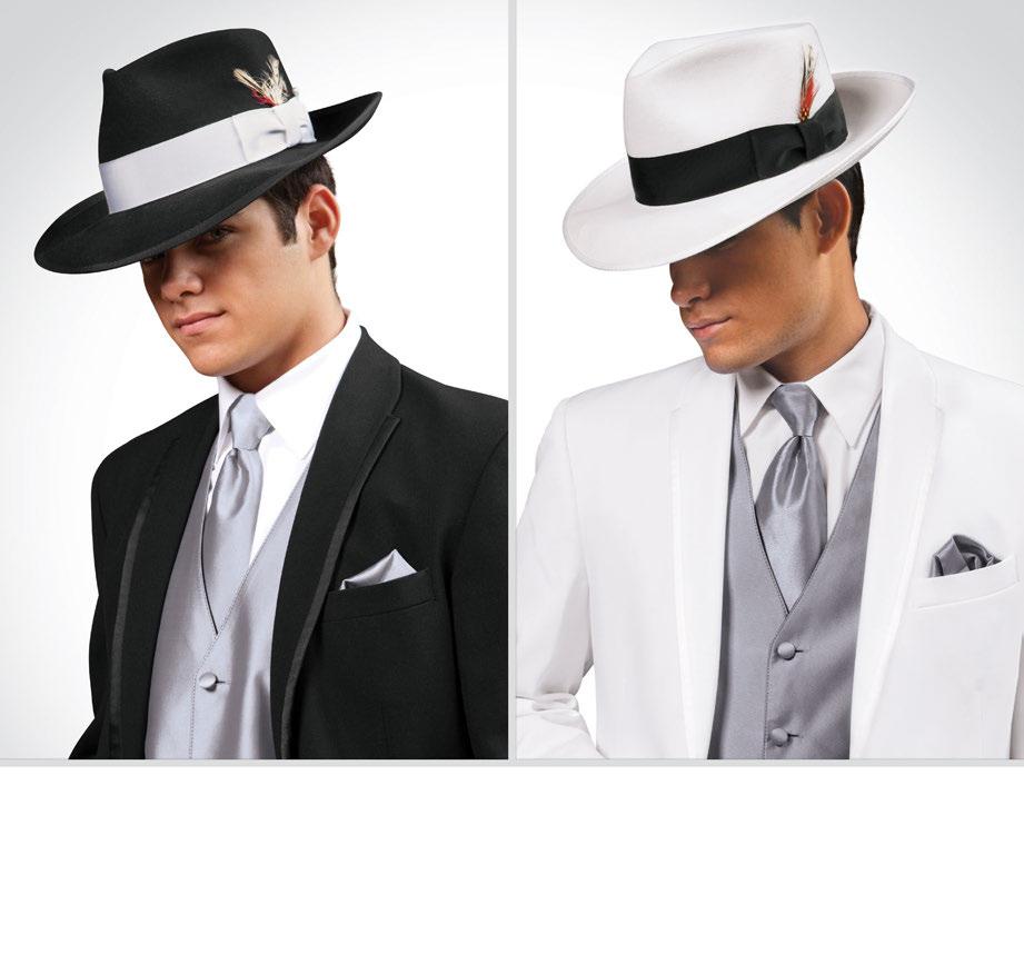 (A) (B) Coat Style: 842 Coat Style: 742 FEDORA HATS Available in Black and White (A) Black Fedora Hat with White Band (B) White Fedora Hat with Black Band MEN S HTF- HTW- BOYS HFB- HW-- Hat Sizing: