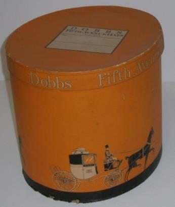 Man's orange cardboard hatbox, mid-20 th