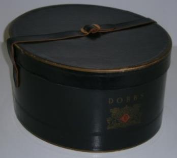 Man's black cardboard hatbox with black