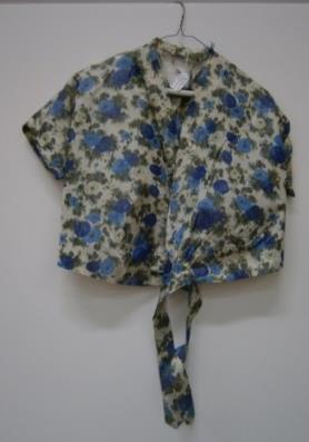 Blue Print Silk Blouse, 1945-48 Gift of Mrs. Lane Dwinell, Class of 1928W; 2011.
