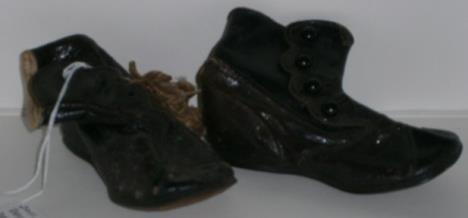 Toddler's Button-up Boots, c. 1900 Black leather Gift of Mrs. James Truesdall; 2011.