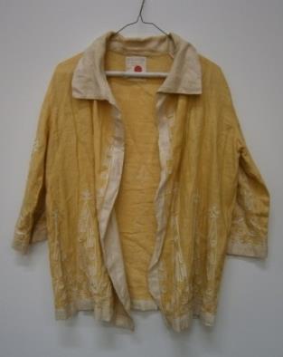 Woman's Jacket, 1930 Yellow linen with beige linen collar and cuffs; decorated with beige soutash braid Gift