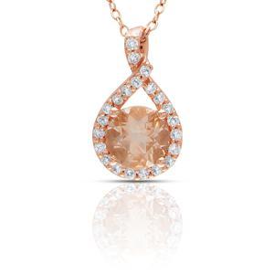 ICE MORGANITE & DIAMOND PENDANT SET IN PINK GOLD SKU: PCX_122042 A radiant ribbon of white light and amber glow.