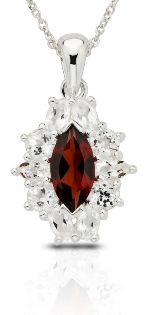 ICE GARNET & WHITE TOPAZ PENDANT SET IN STERLING SILVER SKU: PSY 107979 Simple and classic, this versatile gemstone pendant is the perfect addition to any