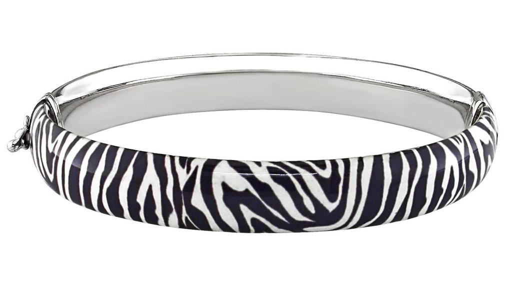 ICE ZEBRA STRIPED BANGLE BRACELET IN STERLING SILVER SKU: BSY_121958 This sexy zebra striped bangle from our Animal