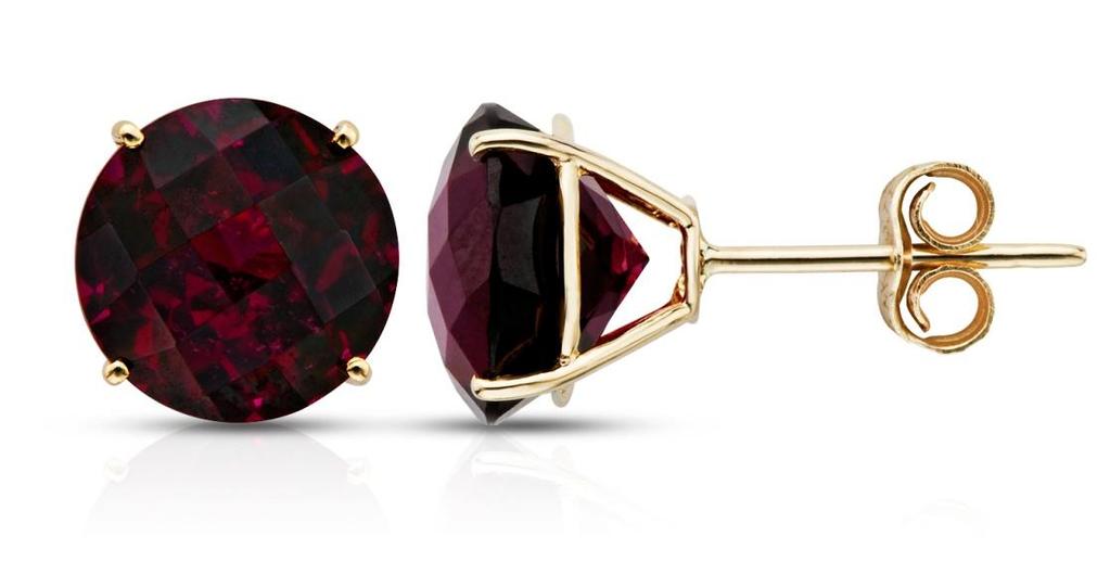 ICE RHODOLITE STUD EARRINGS SET IN YELLOW GOLD SKU: ECC 104746 Simple and classic, these versatile gemstone earrings are the perfect