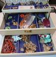 30 Pairs of Ear Rings, Pins, Broaches & Cuff links 749 Large Jewelry Box to