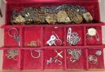 Oz +/- (14K Marked Tested as Not Gold) 339 Tray lot of Gold Plated Stick Pins, Tie Tacks, Clip on Ear rings, 3 Sterling Necklaces