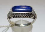 925 Ladies Silver Ring W/5 London Blue Topaz & Aquamarine stones 575