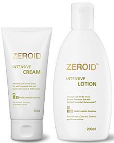 ZEROID INTENSIVE 50% more Active Ingredients than ZEROID Soothing Lotion & Cream ZEROID Intensive Lotion 200ml & Cream 80ml ZEROID Intensive Lotion & Cream provide prompt moisturizing and prolonged