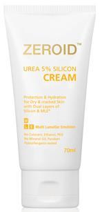 ZEROID UREA+SILICONE ZEROID Urea 5% Silicone Cream 70ml ZEROID Urea 5% Silicone Cream 70ml is suitable for the very dry and cracked skin.