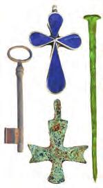 (3): Holy Land silver cross pendant with lapis lazuli inlays.