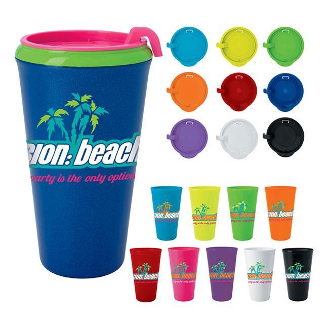 46028 Multi-Color Infinity Tumbler 18 oz. a lid color, liner color and tumbler color for a custom combination Choose up to 3 different colors for up to 1,000 possible color combinations 18 oz.