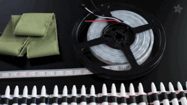 Rugged wearable electronics (http://adafru.it/e4d) For this project you will need: ~1m of white 60 NeoPixel strip (http://adafru.it/e4e) 3D printed parts in white NinjaFlex (http://adafru.
