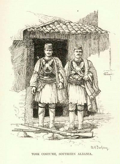 Albanian warriors wearing traditional