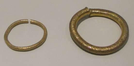 Bracelets Item: Two gold bracelets, one a replica Date: 800-700 BC Find Location: Tremblestown, Trim.
