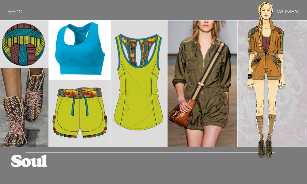FOOTBALL - LOOK 2 Cargo jumpsuits / Printed linings for shorts / Fold-over waistbands / Ruffled hems /