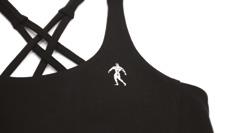 visible on the back of the sports bra.
