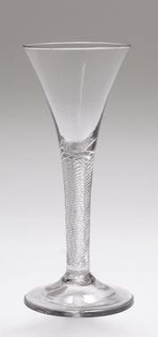 on a double series opaque twist stem and conical foot, 16 cm high, both circa. 1770. (2) 400-450 3 3.