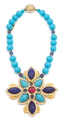 219 217 219 217* A William de Lillo Faux Turquoise and Lapis Necklace, with a goldtone decorative