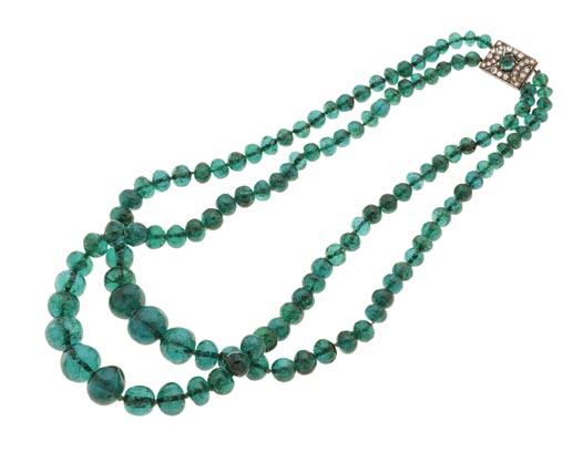 An Independent Woman: 32. Double strand emerald bead necklace c.