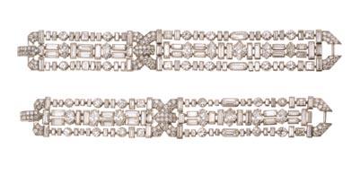 An Independent Woman: 35. Pair of diamond bracelets convertible to choker necklace Cartier, New York, no. 3410 c.