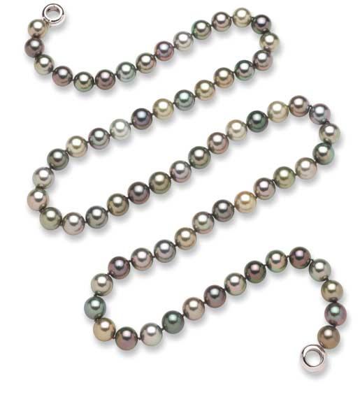 BLACK TAHITIAN SOUTH SEA PEARLS 17 An opera-length Tahitian multicolor South Sea pearl necklace. Composed of 36 inches of 12.2 to 13.