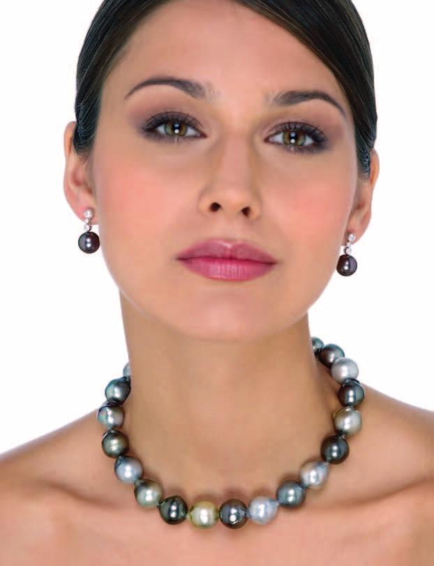 18 A single strand Tahitian baroque South Sea cultured pearl necklace. Composed of 25 graduated natural color cultured pearls measuring from 15 to 16.