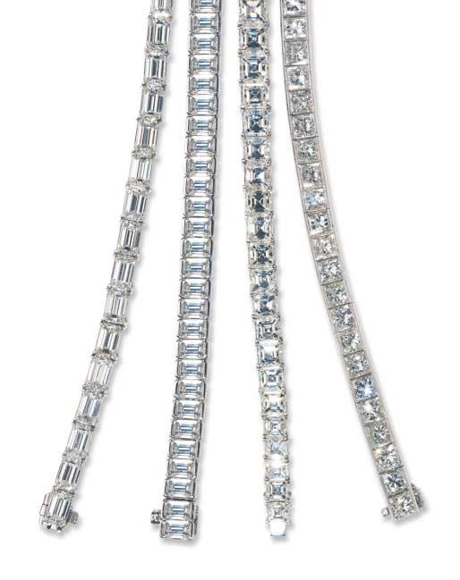 American diamond 39 Diamond line bracelet configurations: Prices are for All diamonds are Total carat weights Setting are in 6.5 Inch bracelets. G color, VS1 clarity. are approximate 18K white gold.