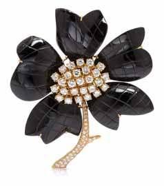 5 4 6 4 An 18 Karat Yellow Gold, Diamond and Onyx Bracelet, Van Cleef & Arpels, composed of seven curved and domed onyx plaques separated by gold sections containing 245 pave set round brilliant cut