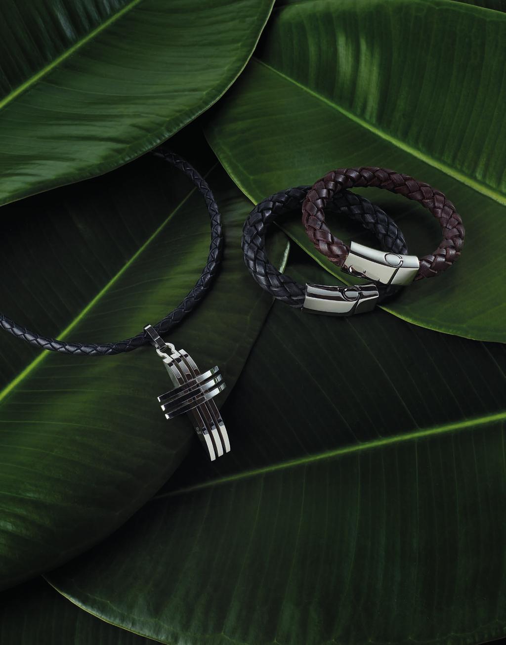 LEATHER CORD CODE: 2217-1/-2/-3/-4 43,50 Braided leather cord Ø 5mm, in your choice of black or brown color, closure made of stainless steel, black length 20 in/50cm -1 black length 22 in/55cm -2