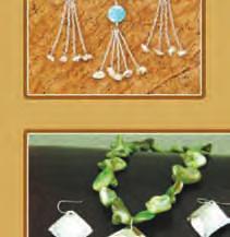 Sterling necklace with avocado beads and crystals, and an