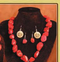 Chunky red turquoise 17 +4 necklace and earring set SEN85 $24 is so pretty with our 45mm round