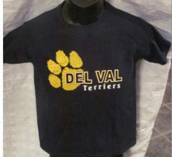 #10FBTOD Gildan Ultra cotton navy TODDLER short sleeve t-shirt with full front 2- color screening Del Val Football $8 REDUCED to $5 $10 REDUCED to $4 $10
