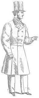 MEN'S DAYWEAR 1855-1870 Frock Coat The loose fitting, conservative styles of the 1860's and 70's left little room for imagination when it came to gentleman's dress.