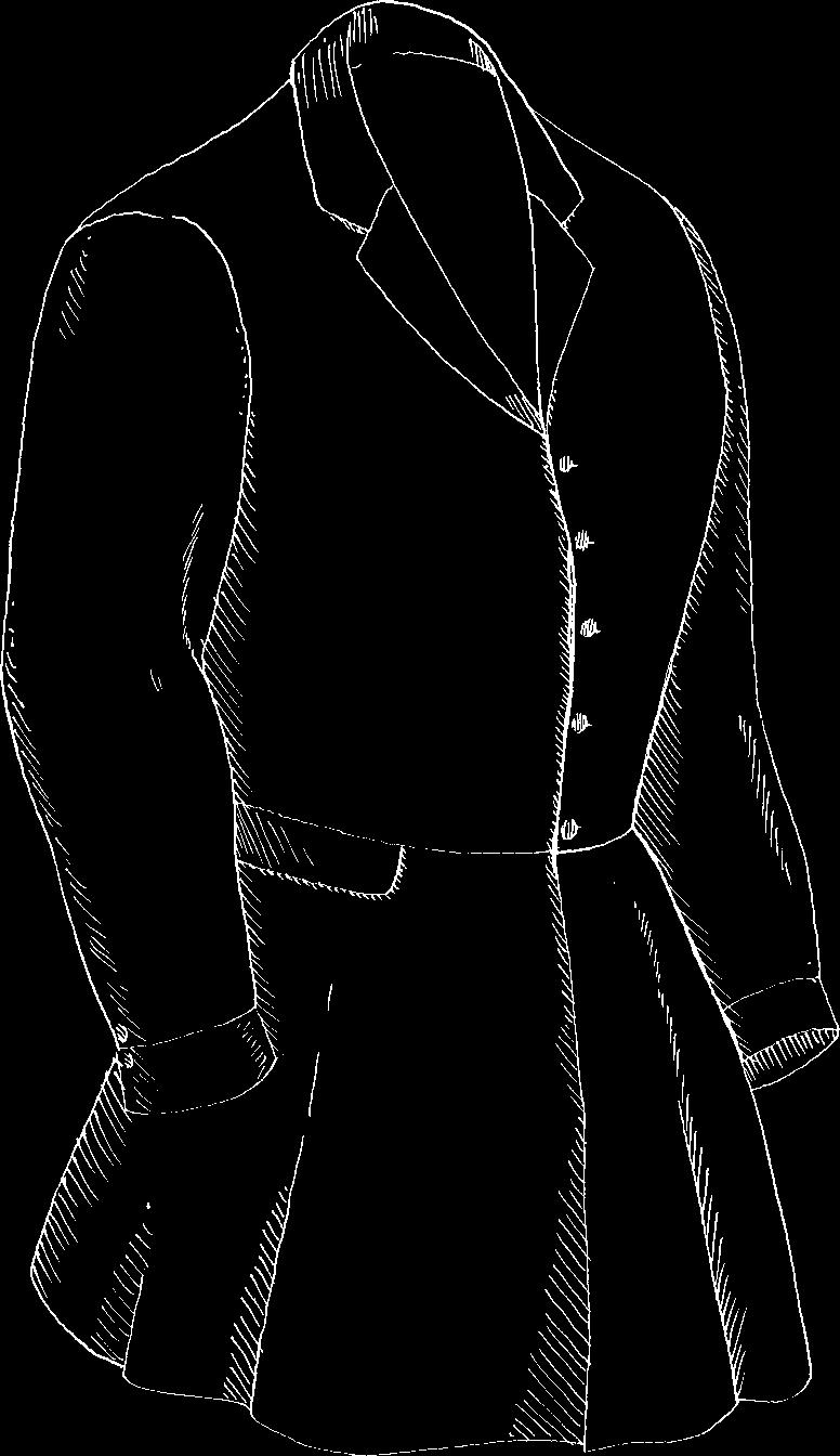 DAYWEAR 1835-1855 Single-Breasted Frock Coat Five button coat, flap pockets in waistseam, two pockets in tails and functional buttoned cuff.