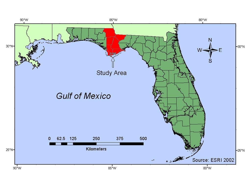 Geographic Area The study area is the whole Apalachicola Valley, located in the panhandle of Florida (Figure 1).
